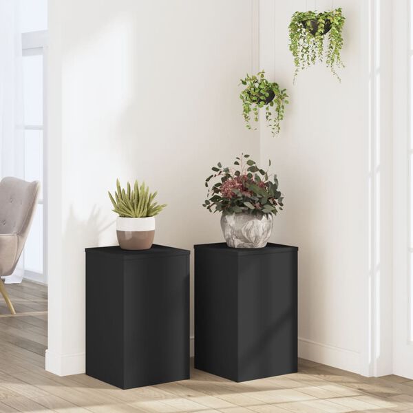 vidaXL Suportes p/ plantas 2 pcs 30x30x50 cm derivados madeira preto