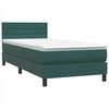 vidaXL Cama box spring c/ colch&atilde;o e LED 90x220 cm veludo verde-escuro