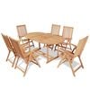 vidaXL Conjunto jantar exterior c/ cadeiras dobr&aacute;veis 7pcs teca maci&ccedil;a