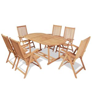vidaXL Conjunto jantar exterior c/ cadeiras dobr&aacute;veis 7pcs teca maci&ccedil;a