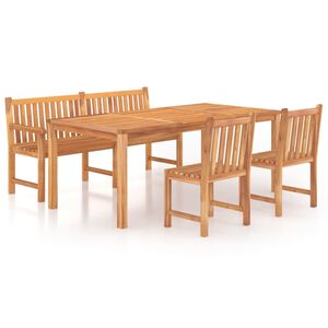 vidaXL 4 pcs conjunto de jantar p/ jardim madeira de teca maci&ccedil;a
