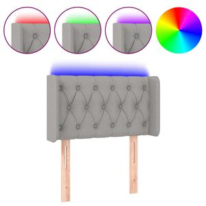 vidaXL Cabeceira de cama c/ luzes LED tecido 83x16x78/88cm cinza-claro