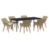 vidaXL Conjunto de Jantar para Jardim com almofada 7 pcs Bege vime PE