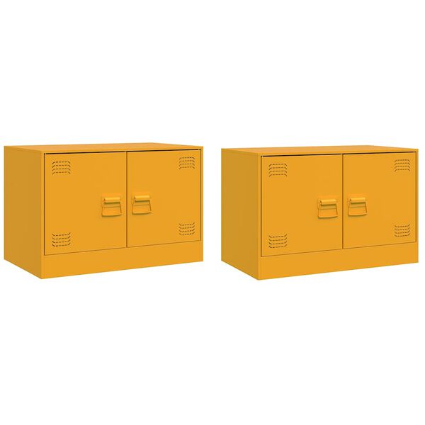 vidaXL M&oacute;veis de TV 2 pcs 67x39x44 cm a&ccedil;o amarelo mostarda