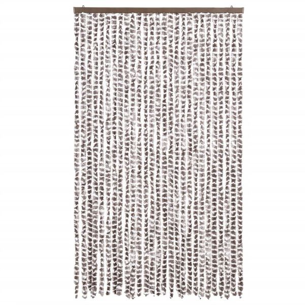 vidaXL Cortina anti-insetos 118x220 cm chenille cinza acastanh./branco