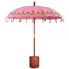 vidaXL Parasol Balin&ecirc;s com Base Rosa e Marrom &Oslash; 210-220 cm
