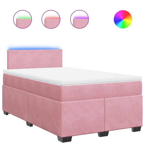 vidaXL Cama boxspring com colch&atilde;o 120x200 cm veludo rosa