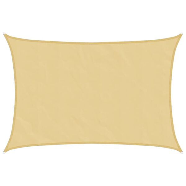 vidaXL Para-sol estilo vela 4,5x3,5 m oxford 100% poli&eacute;ster cor areia