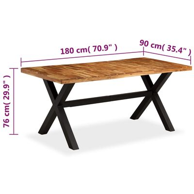 vidaXL Mesa de jantar madeira maciça de mangueira e acácia 180x90x76cm