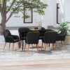 vidaXL 7 pcs conjunto de jantar para jardim com almofadões preto