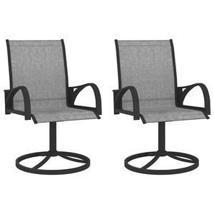 vidaXL Cadeiras de jardim girat&oacute;rias 2 pcs textilene e a&ccedil;o cinzento