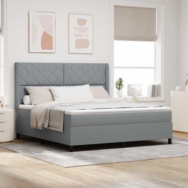 vidaXL Cama Box com colch&atilde;o Cinzento-claro 180 x 200 cm tecido