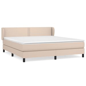 vidaXL Cama com molas/colch&atilde;o 180x200 cm couro artificial cappuccino