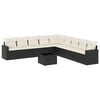 vidaXL 10 pcs conjunto sof&aacute;s de jardim c/ almofad&otilde;es vime PE preto