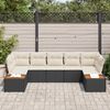 vidaXL Conjunto de Sof&aacute; de Jardim 7 pcs Preto e Creme Polirattan