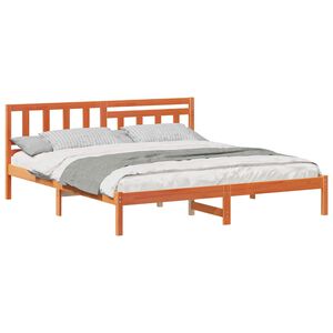 vidaXL Estrutura da Cama com cabeceira Marrom Cera 200 x 200 cm