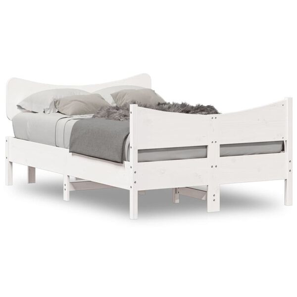 vidaXL Cama sem colch&atilde;o 120x190 cm madeira de pinho maci&ccedil;a branco