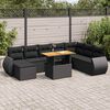 vidaXL 9 pcs conjunto de sof&aacute;s p/ jardim c/ almofad&otilde;es vime PE preto