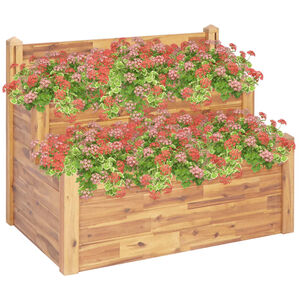 vidaXL Floreira de jardim c/2 n&iacute;veis 110x75x84cm madeira ac&aacute;cia maci&ccedil;a
