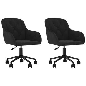 vidaXL Cadeiras de jantar girat&oacute;rias 2 pcs veludo preto