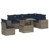 vidaXL Conjunto de sof&aacute; de jardim com 7 pe&ccedil;as e almofadas em rattan sint&eacute;tico cinza