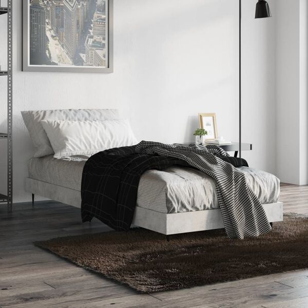 vidaXL Estrutura de cama 75x190 cm derivados de madeira cinza cimento