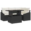 vidaXL Conjunto de Sof&aacute; de Jardim 5 unid. Preto e Creme vime PE