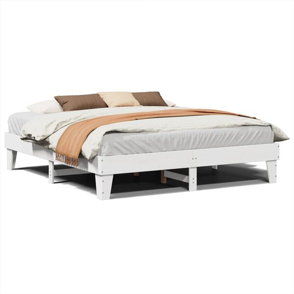 vidaXL Cama sem colch&atilde;o 180x200 cm madeira de pinho maci&ccedil;a branco