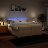 vidaXL Cama com molas/colch&atilde;o 200x200 cm tecido cor creme