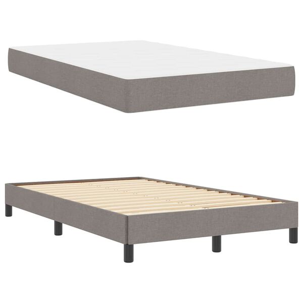 vidaXL Cama Box com colch&atilde;o Cinzento-acastanhado 120 x 190 cm tecido
