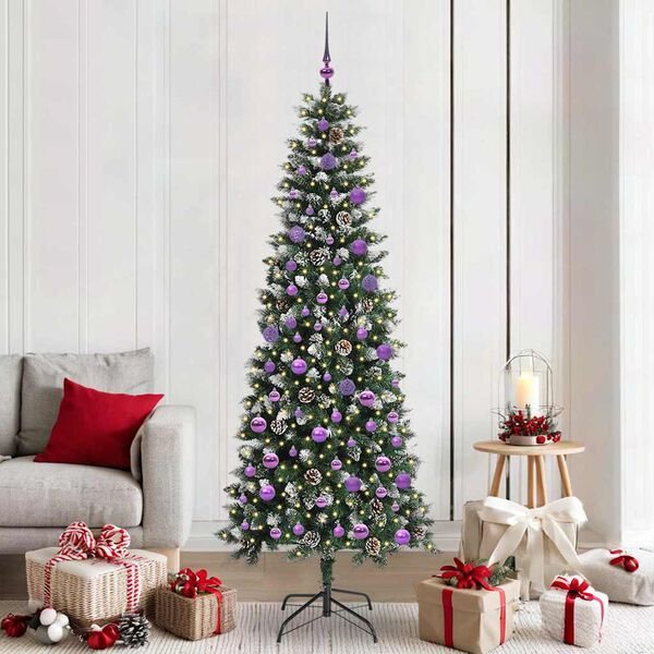 vidaXL &Aacute;rvore de Natal Artificial Verde 210 cm PVC, Pl&aacute;stico e A&ccedil;o