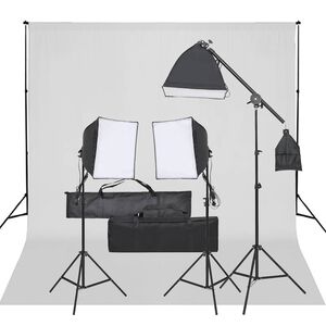 vidaXL Kit de est&uacute;dio fotogr&aacute;fico com conjunto de ilumina&ccedil;&atilde;o e fundo