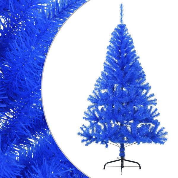 vidaXL Meia &aacute;rvore de Natal artificial com suporte 120 cm PVC azul