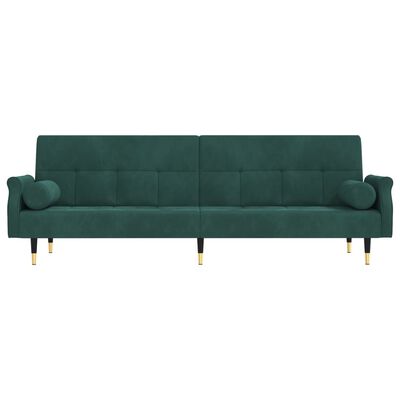 vidaXL Sofá-cama com almofadões veludo verde-escuro