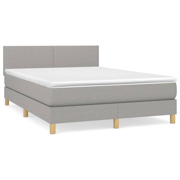 vidaXL Cama com molas/colch&atilde;o 140x190 cm tecido cinzento-claro