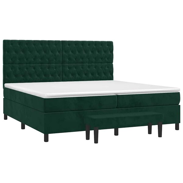 vidaXL Cama com molas/colch&atilde;o 200x200 cm veludo verde-escuro
