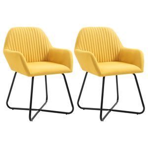 vidaXL Cadeiras de jantar 2 pcs tecido amarelo