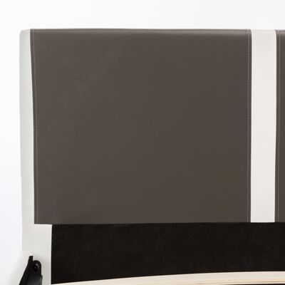 vidaXL Cama com colchão 180x200 cm couro artificial cinzento e branco