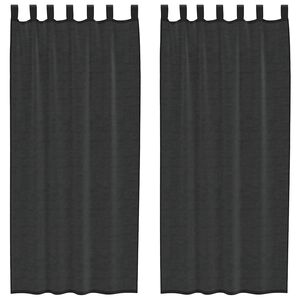 vidaXL Cortinas de voile com aba 2 pcs preto