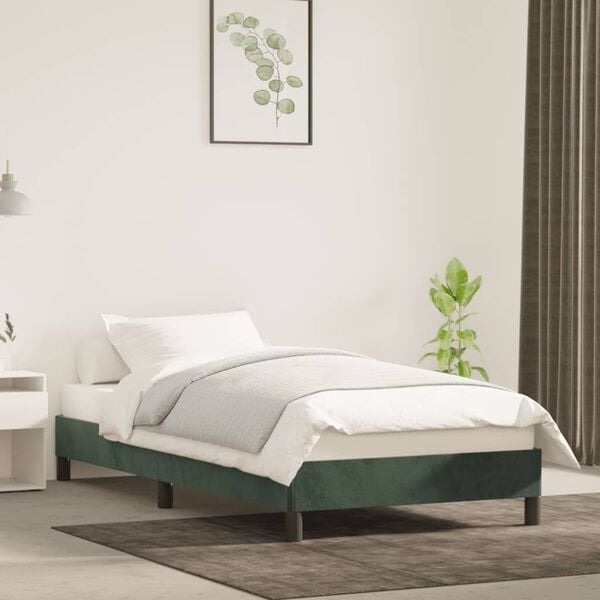 vidaXL Estrutura de cama sem colchão 90x200 cm veludo verde-escuro