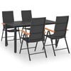 vidaXL 5 pcs conjunto de jantar para jardim preto e castanho