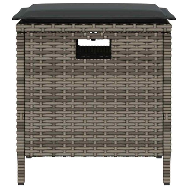 vidaXL 5 pcs conjunto de jantar p/ jardim c/ almofad&otilde;es vime PE cinza