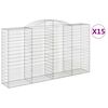 vidaXL Cestos gabi&atilde;o arqueados 15 pcs 300x50x160/180 ferro galvanizado