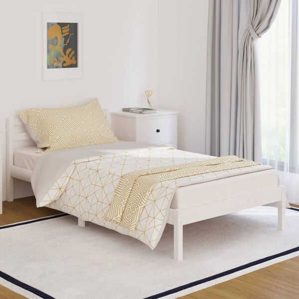 vidaXL Estrutura de cama 100x200 cm pinho maciço branco
