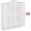 vidaXL Cestos gabião arqueados 8pcs 200x50x200/220cm ferro galvanizado