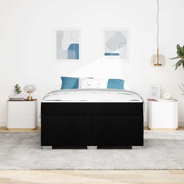 vidaXL Estrutura da Cama com colch&atilde;o Preto 160 x 200 cm tecido