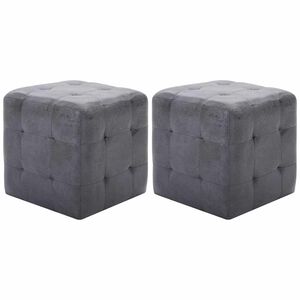 vidaXL Pufe 2 pcs 30x30x30 cm camur&ccedil;a artificial cinzento