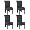 vidaXL Cadeiras de jantar 4 pcs vime Kubu e madeira mangueira preto