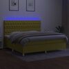 vidaXL Cama box spring c/ colch&atilde;o e LED 200x200 cm tecido verde
