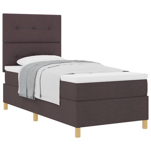 vidaXL Cama Box com colch&atilde;o Marrom Escuro 80 x 200 cm tecido